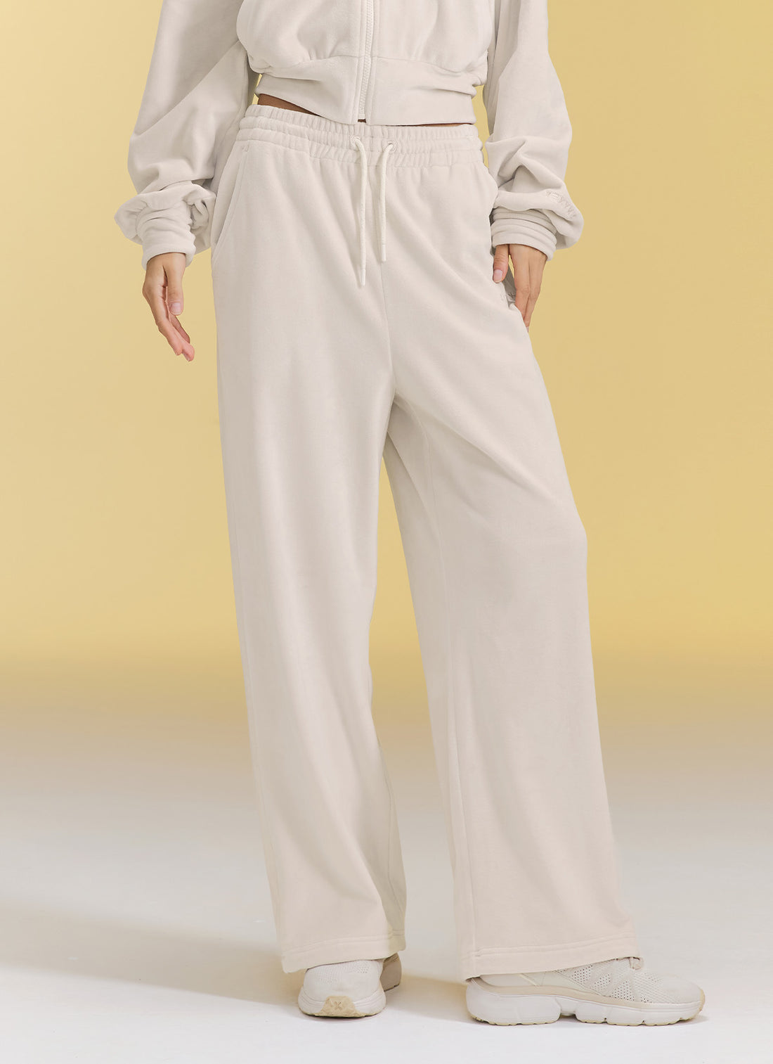 Velour Warm Wide Pants - Gelato Cream
