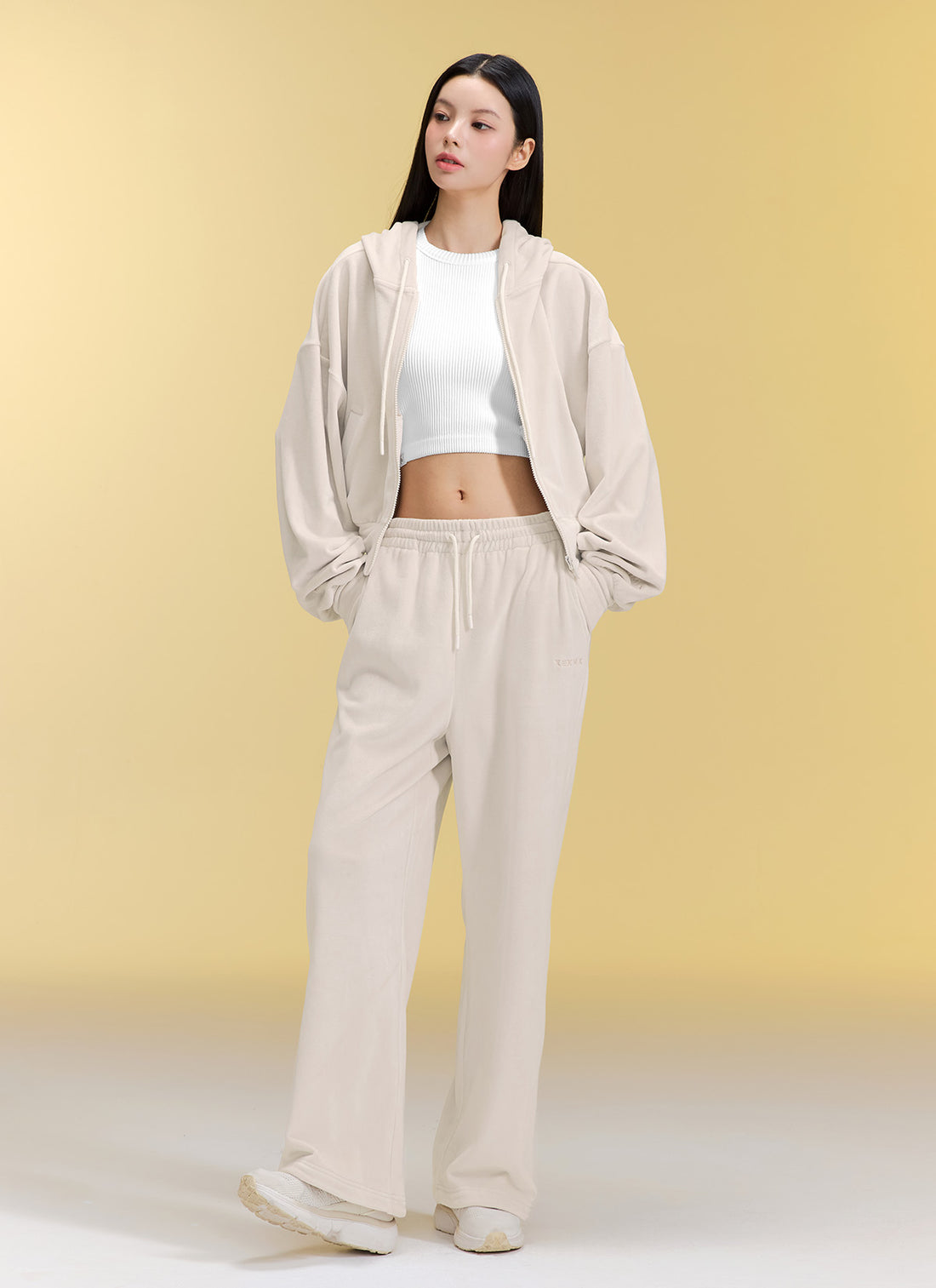 Velour Warm Hood Zip-up - Gelato Cream