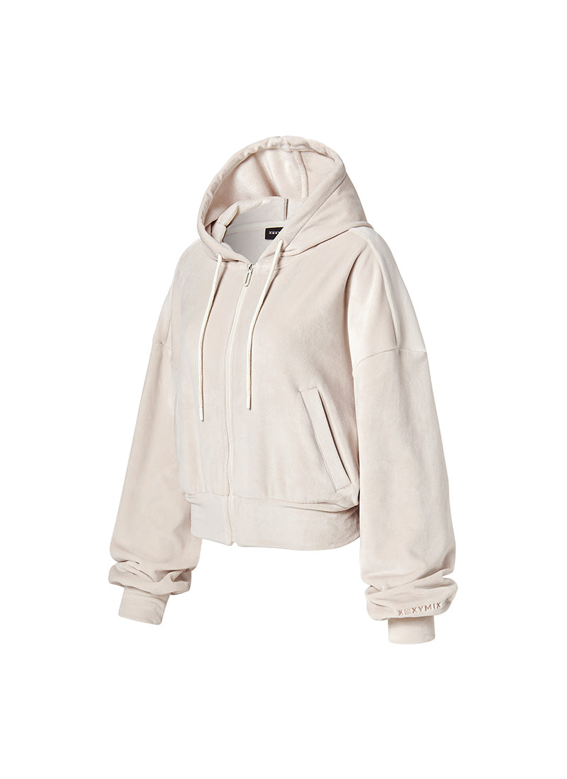 Velour Warm Hood Zip-up - Gelato Cream