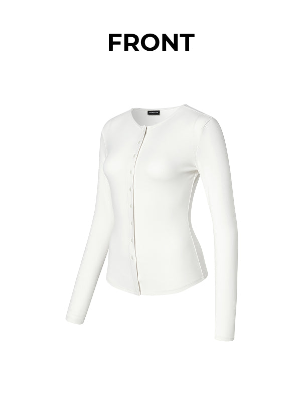 Pure Slim Button-Up Cardigan - Personal Cream