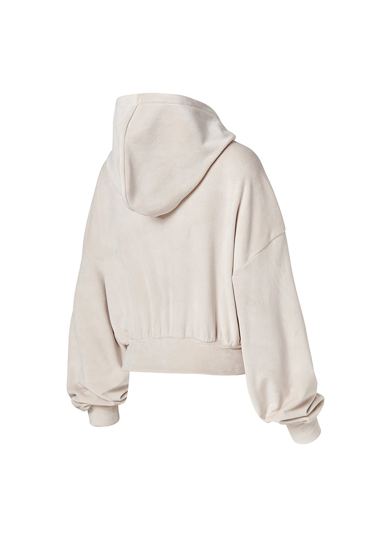Velour Warm Hood Zip-up - Gelato Cream