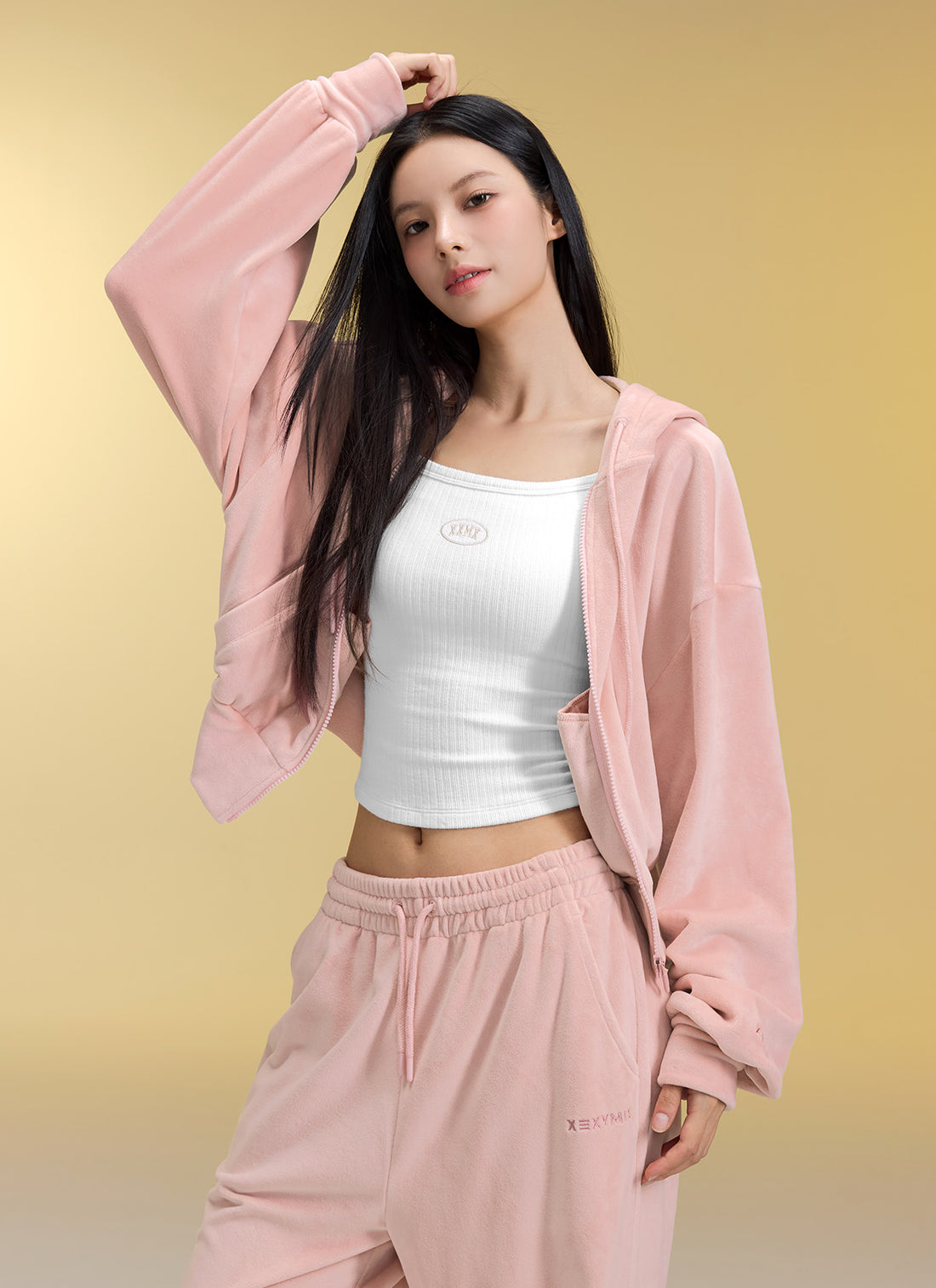 Velour Warm Hood Zip-up - Bliss Pink