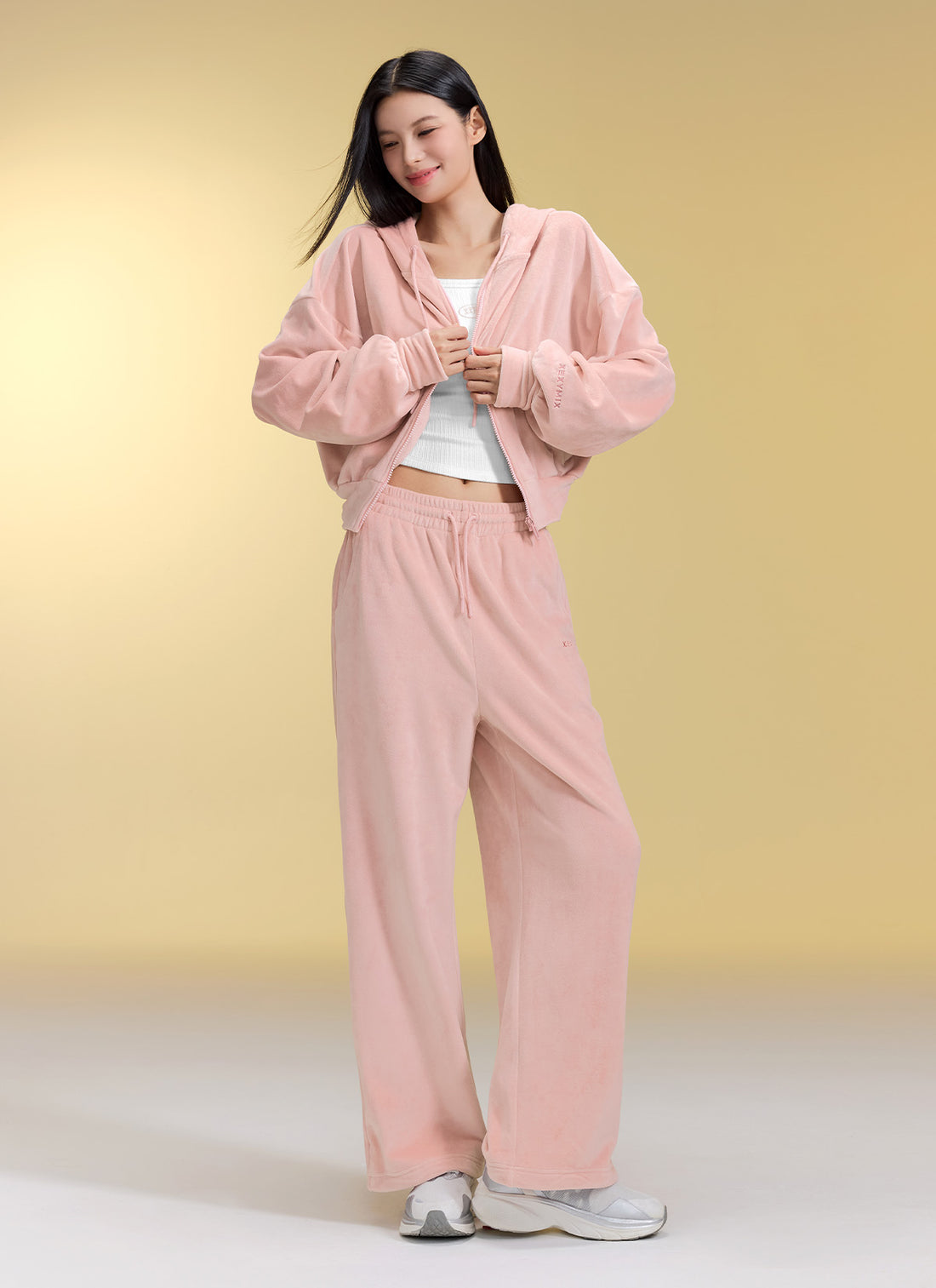 Velour Warm Hood Zip-up - Bliss Pink