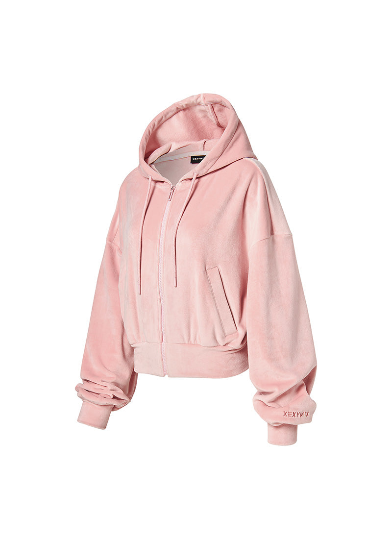 Velour Warm Hood Zip-up - Bliss Pink