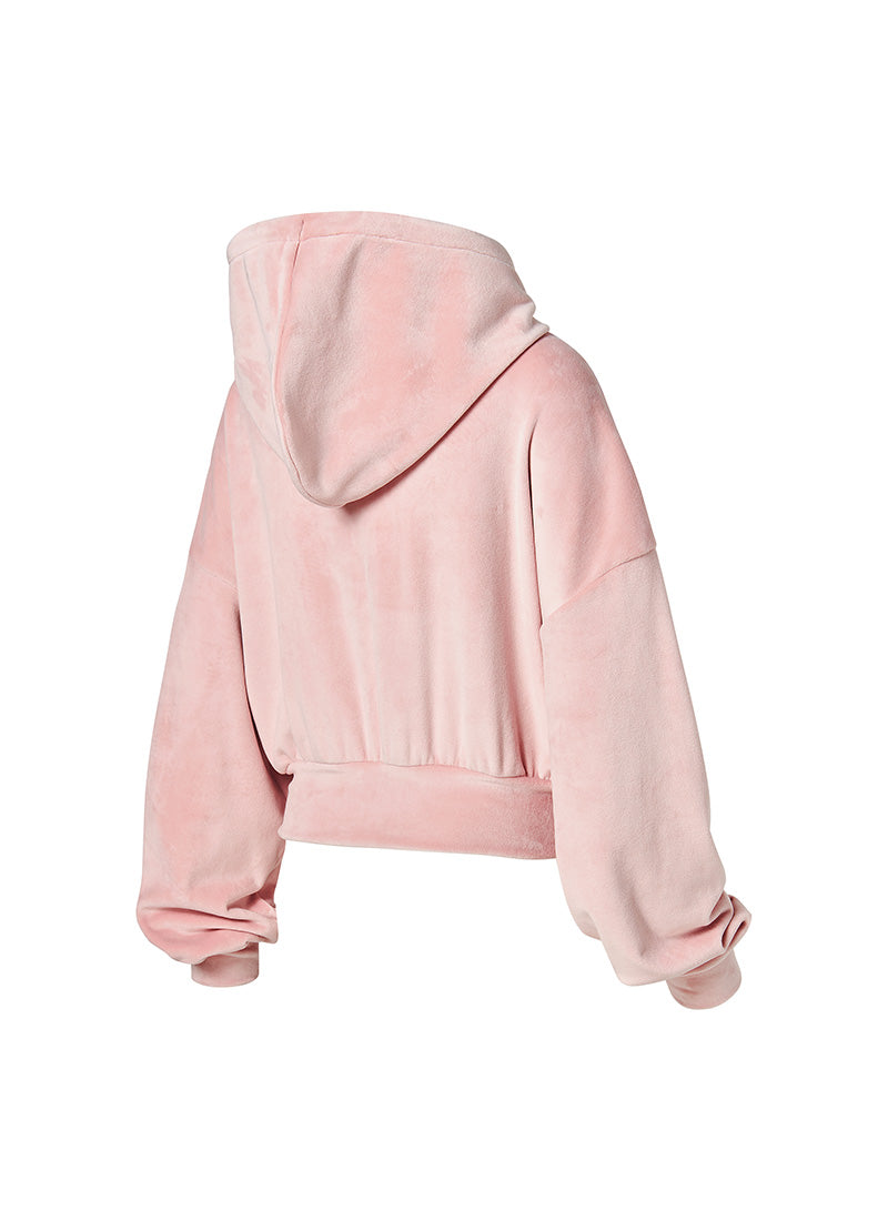 Velour Warm Hood Zip-up - Bliss Pink