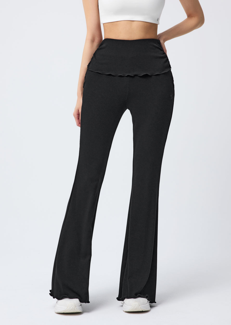 Soft Shirred Boots Cut Pants - Black