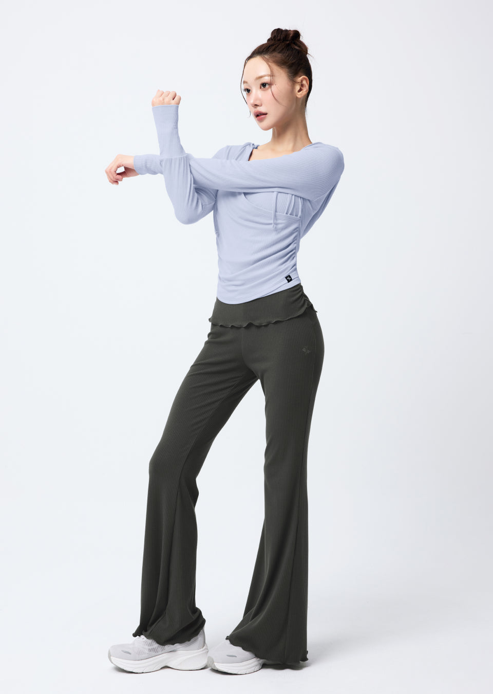 Soft Shirred Boots Cut Pants - Slate Charcoal