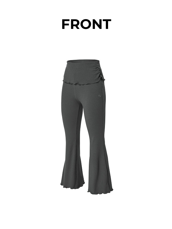 Soft Shirred Boots Cut Pants - Slate Charcoal