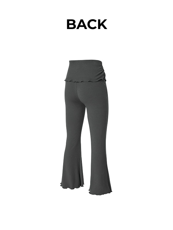 Soft Shirred Boots Cut Pants - Slate Charcoal