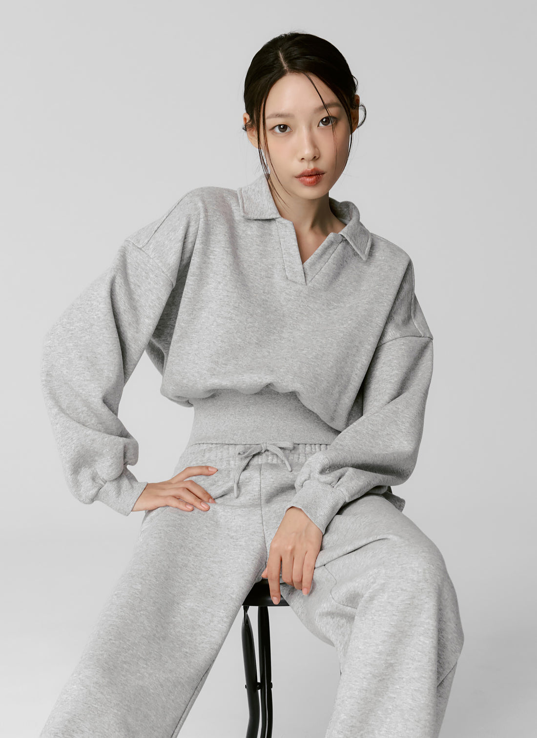 Fine Cotton Open Collar MTM - Melange Gray