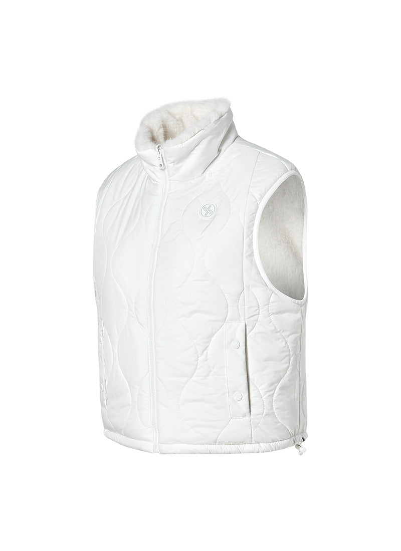 Quilting Soft Fur Reversible Vest - Ivory