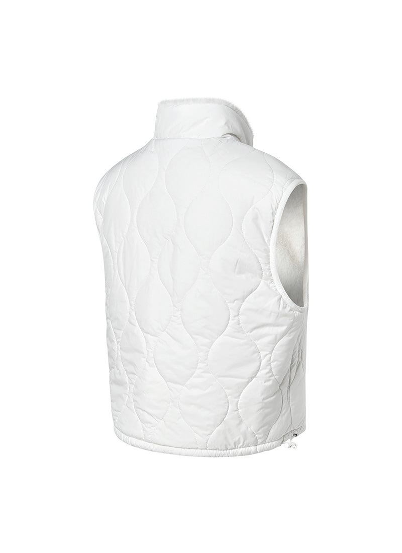 Quilting Soft Fur Reversible Vest - Ivory
