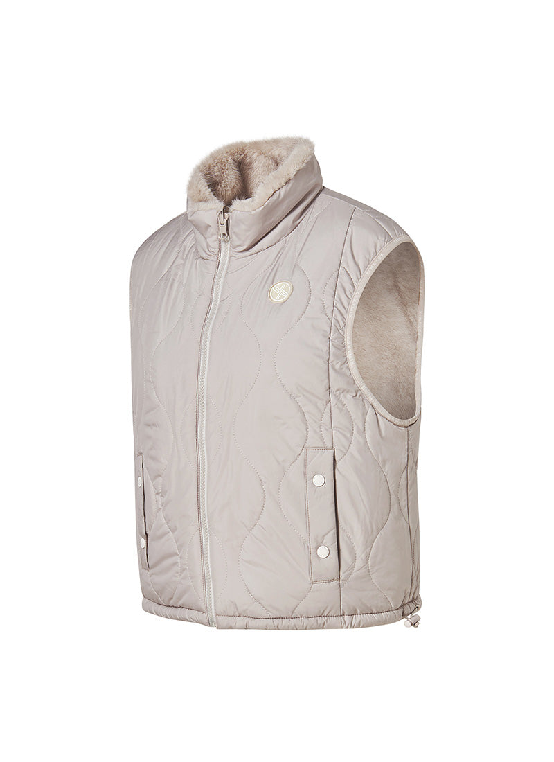 Quilting Soft Fur Reversible Vest - Light Gray