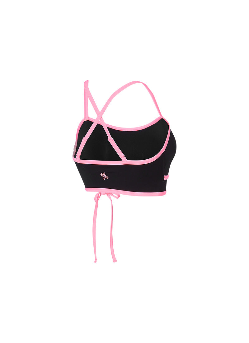 Color Combination Key Point Bowknot Bra Top - Black