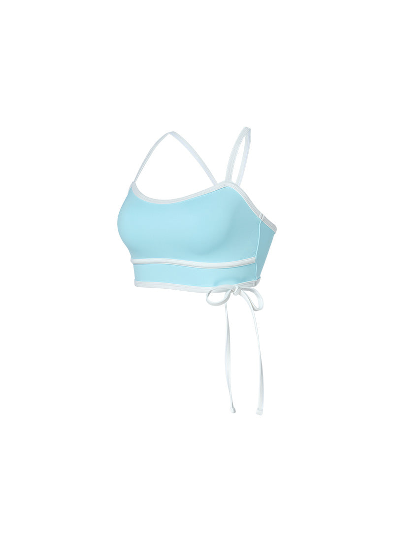 Color Combination Key Point Bowknot Bra Top - Baby Blue
