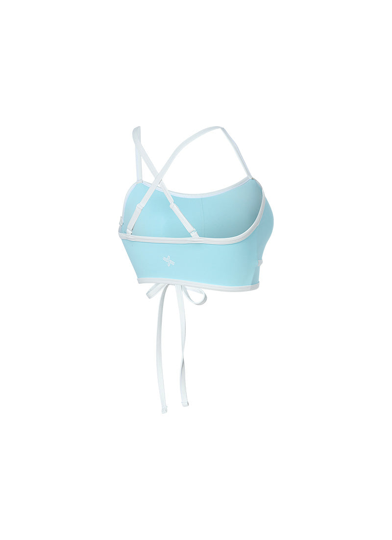 Color Combination Key Point Bowknot Bra Top - Baby Blue