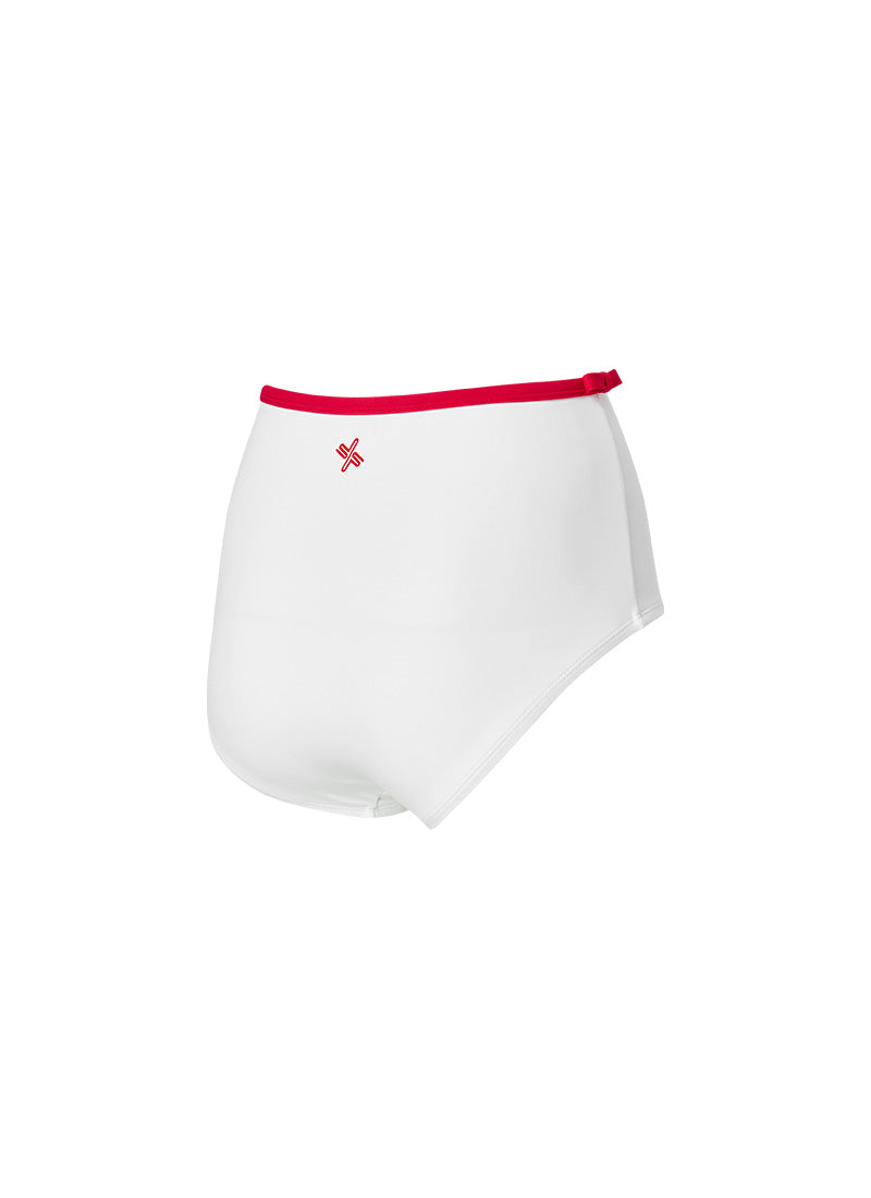 Color Combination Key Point Bowknot Bikini Shorts - Ivory