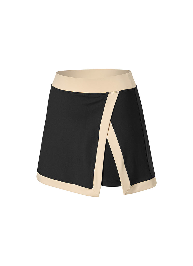 Color Combination Marine Two-in-One Skirt - Black