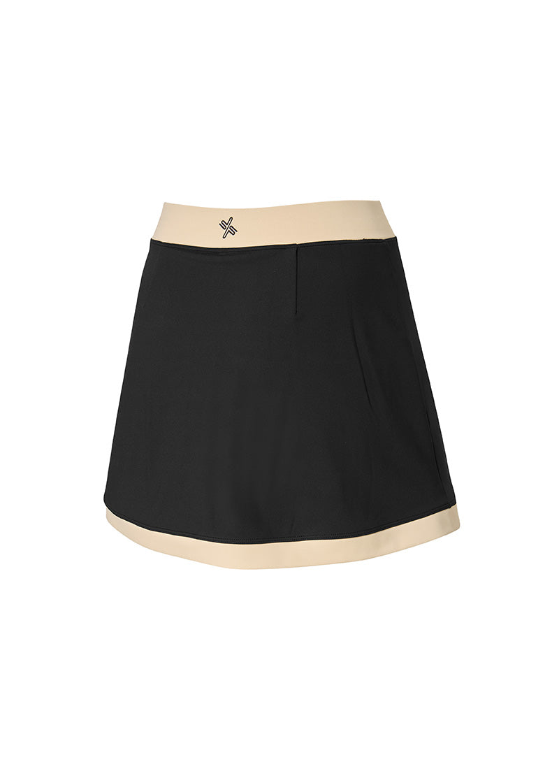 Color Combination Marine Two-in-One Skirt - Black