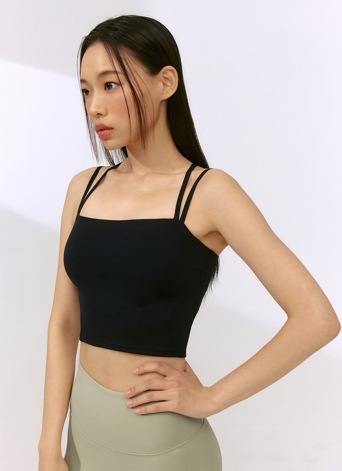 Black Label Signature Power Rise Double Strap Bra Top - Black