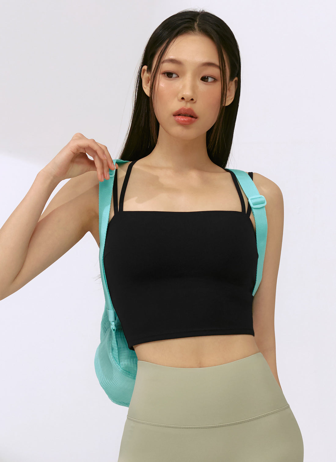 Black Label Signature Power Rise Double Strap Bra Top - Black