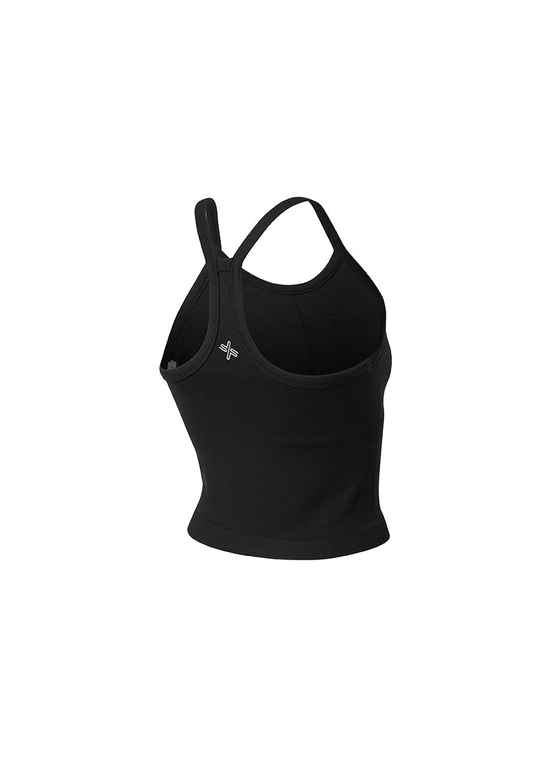 Seamless Halter Neck Crop Top - Black