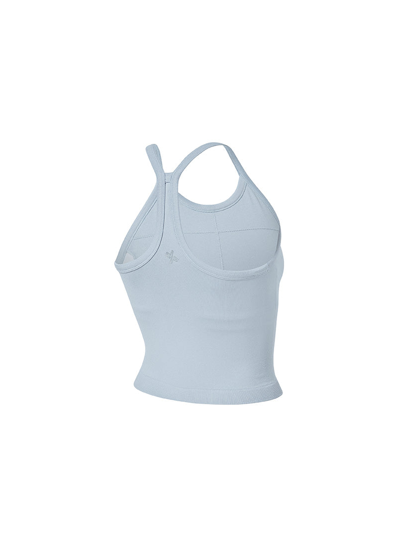 Seamless Halter Neck Crop Top - Mellow Blue