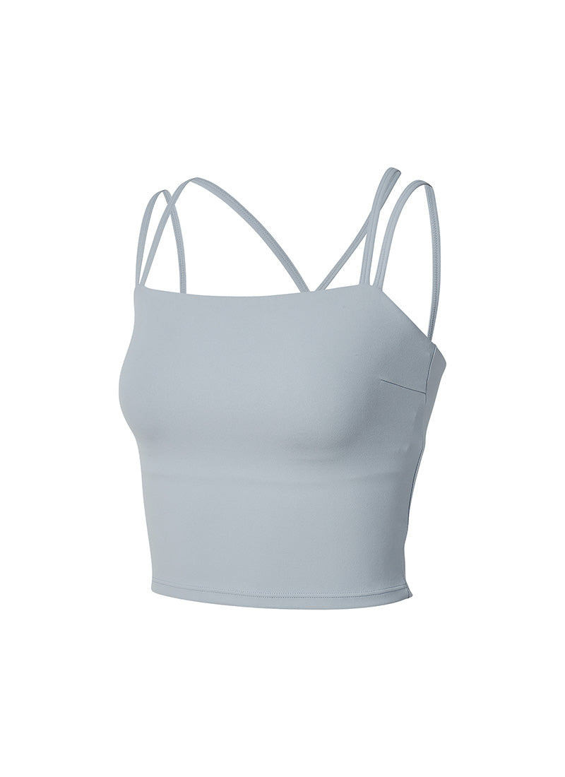 Black Label Signature Power Rise Double Strap Bra Top - Fog Sky Gray