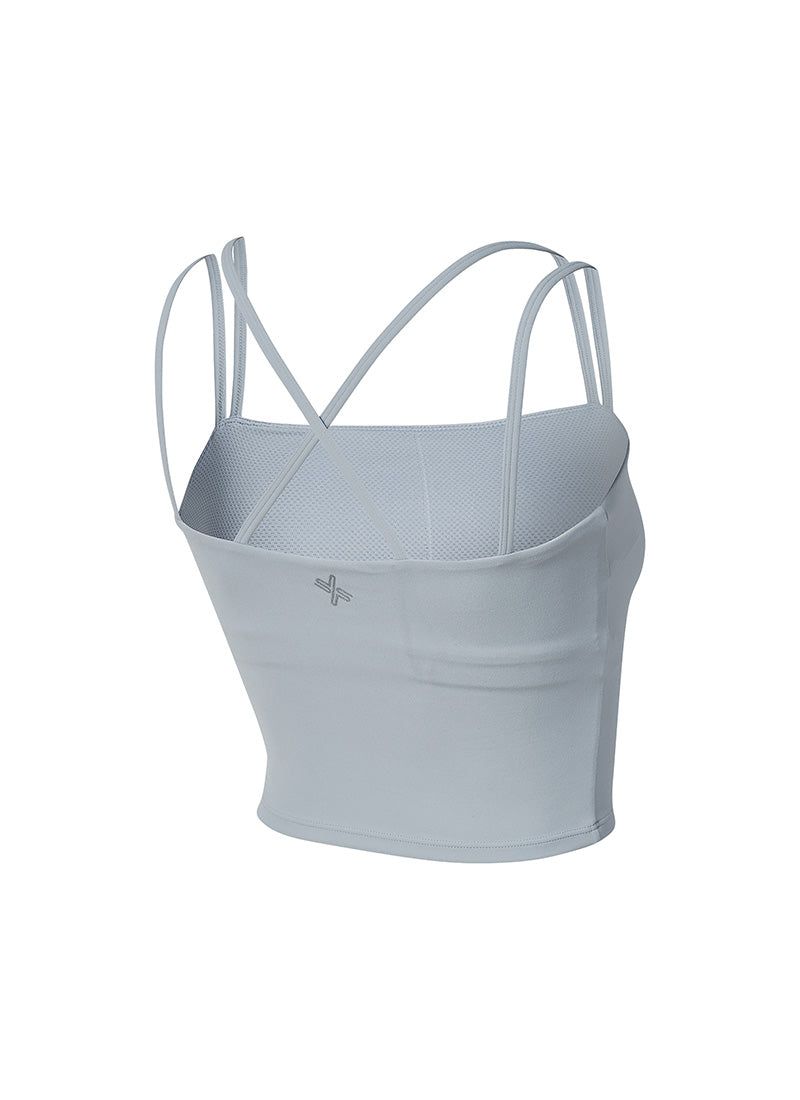 Black Label Signature Power Rise Double Strap Bra Top - Fog Sky Gray