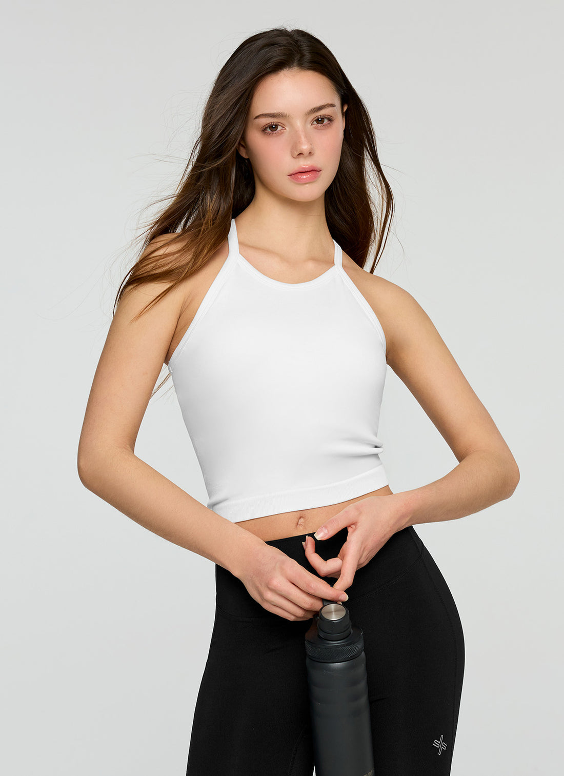 Seamless Halter Neck Crop Top - Ivory