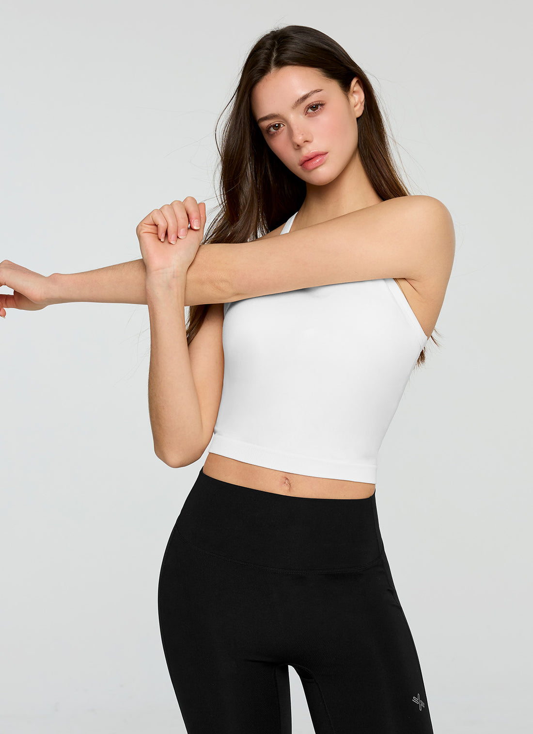 Seamless Halter Neck Crop Top - Ivory