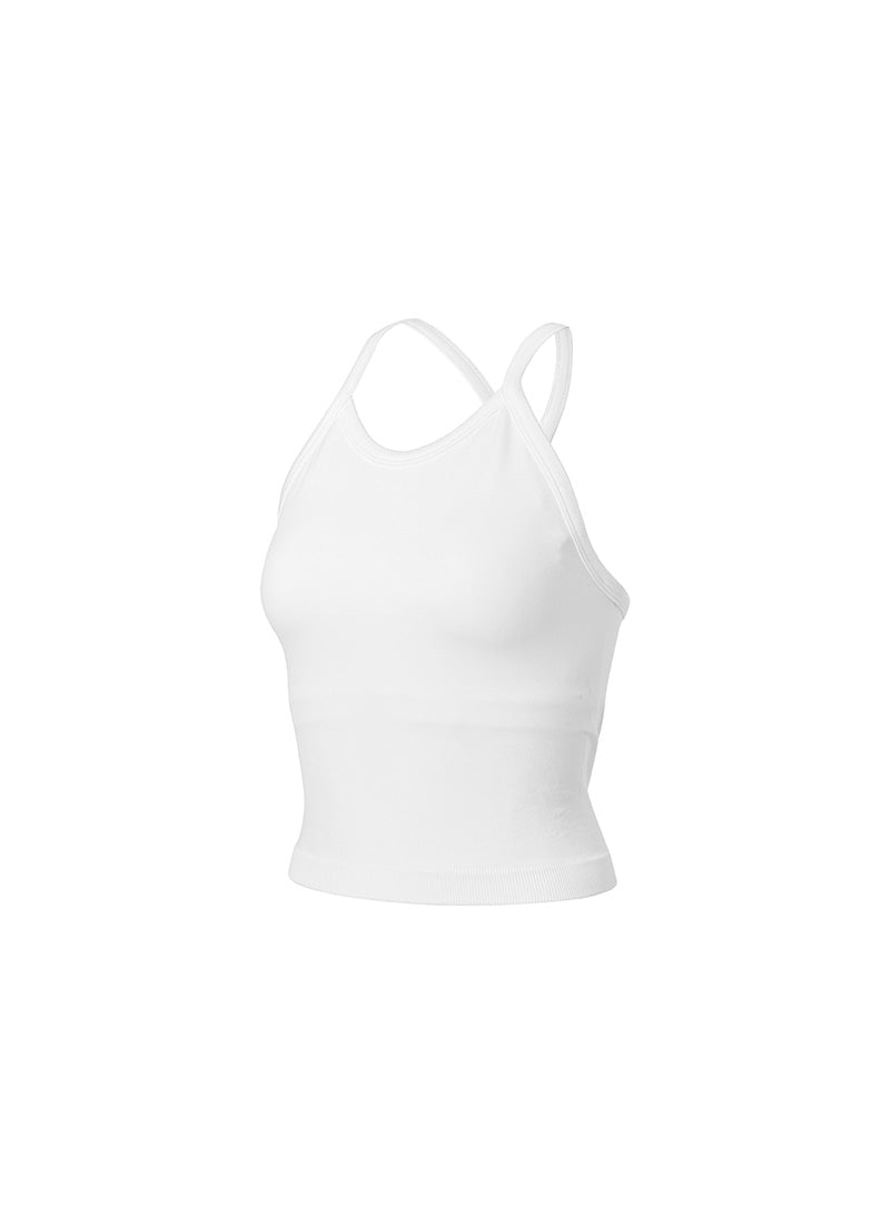 Seamless Halter Neck Crop Top - Ivory