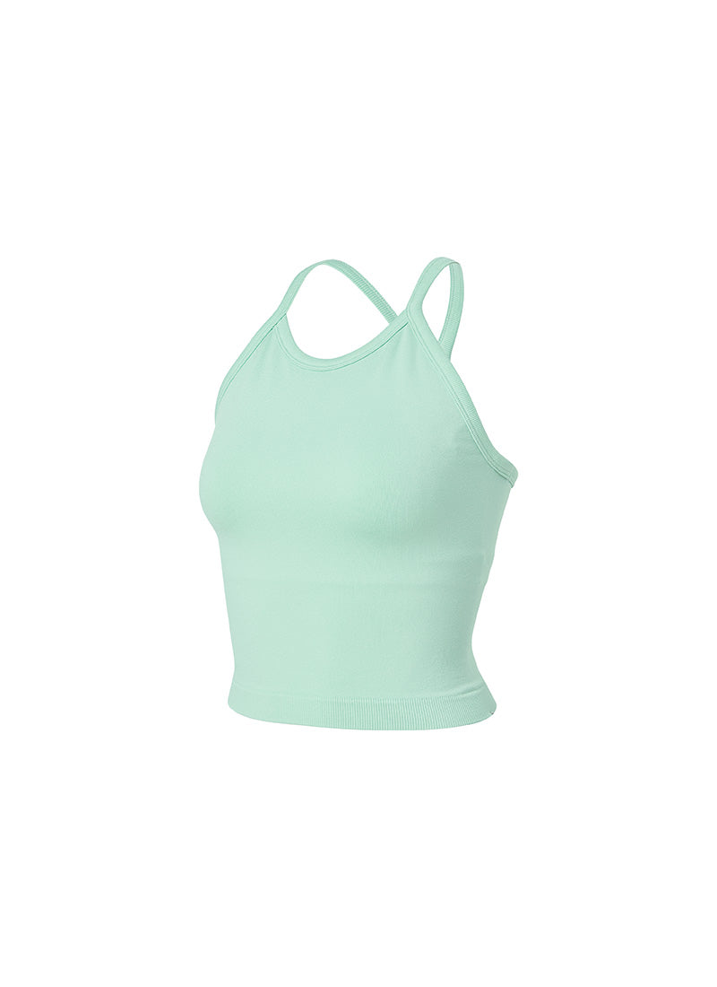 Seamless Halter Neck Crop Top - Aqua Mint