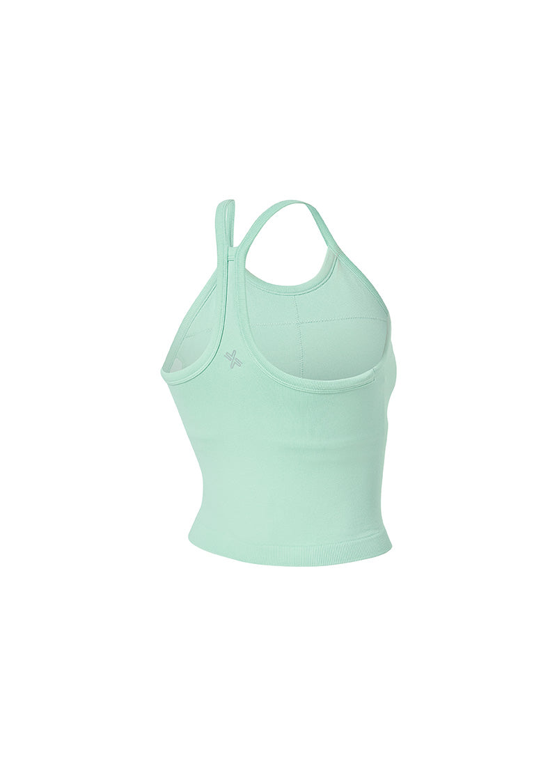 Seamless Halter Neck Crop Top - Aqua Mint