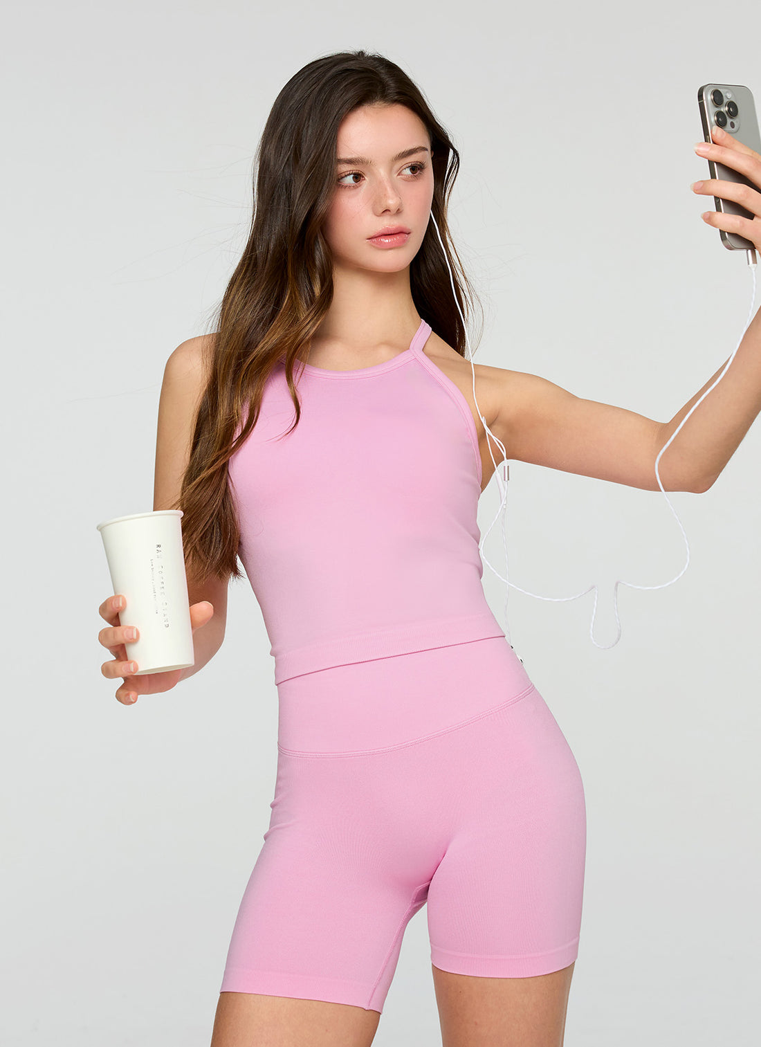 Seamless Halter Neck Crop Top - Ballet Pink