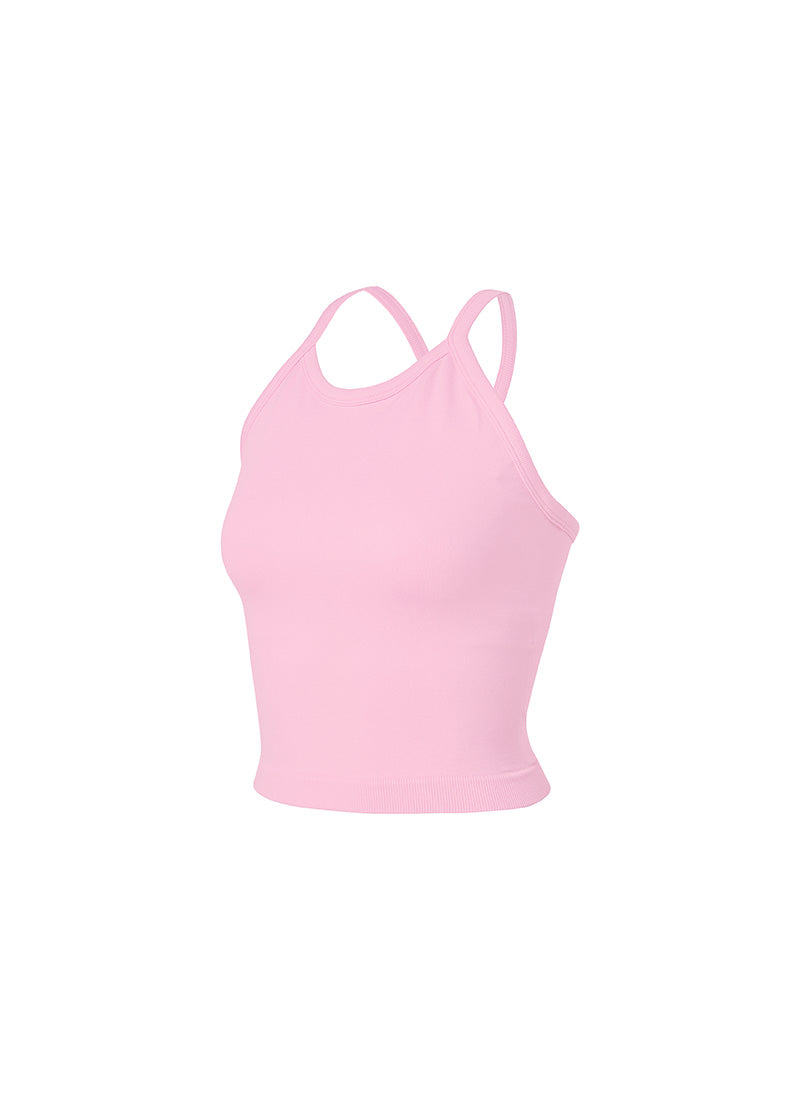 Seamless Halter Neck Crop Top - Ballet Pink