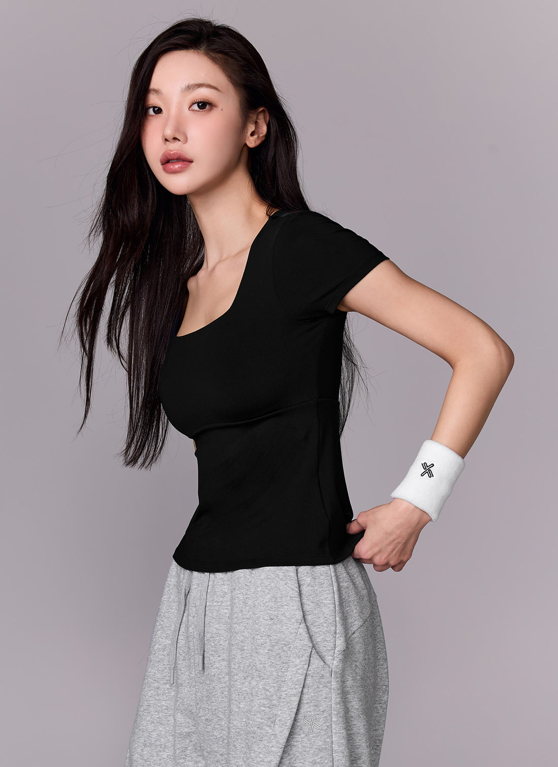 Flare Square Neck Inpad Short - Black