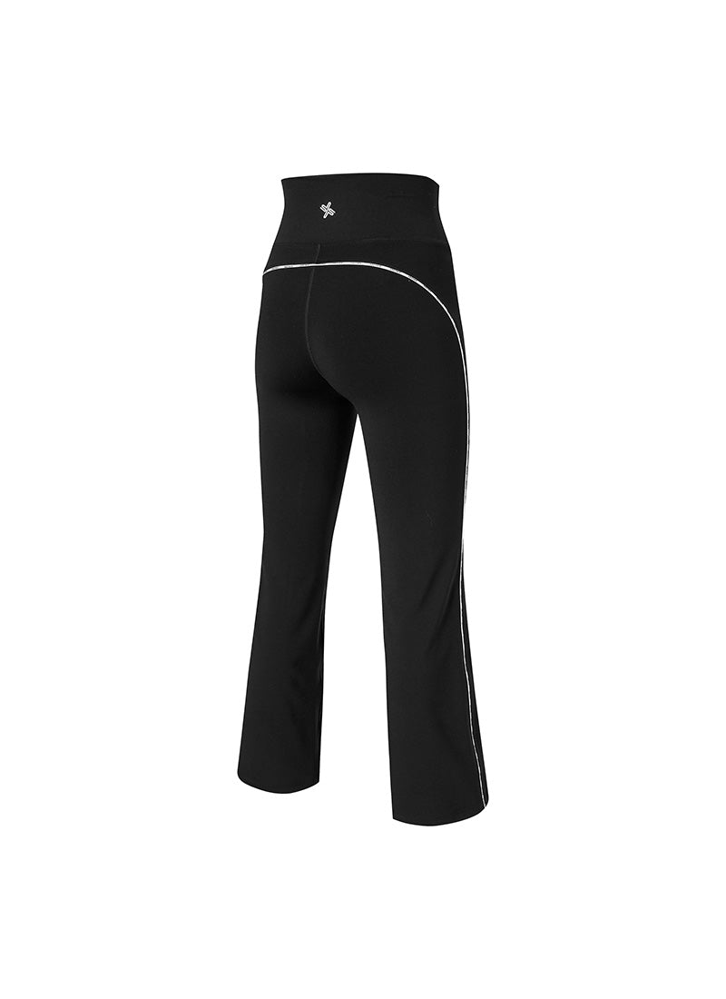 Comfort Fine Logo Piping Boots Cut Leggings - Black