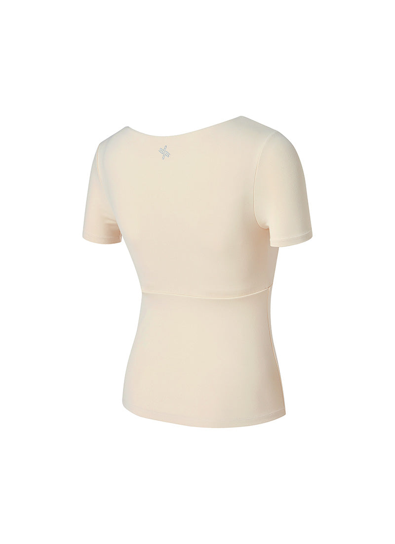 Flare Square Neck Inpad Short - Glowing Cream