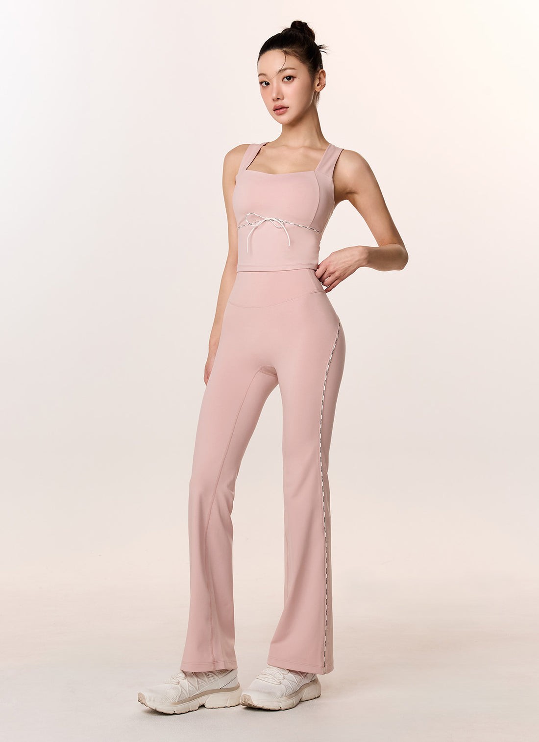 Comfort Fine Logo Piping Boots Cut Leggings - Muhly Pink
