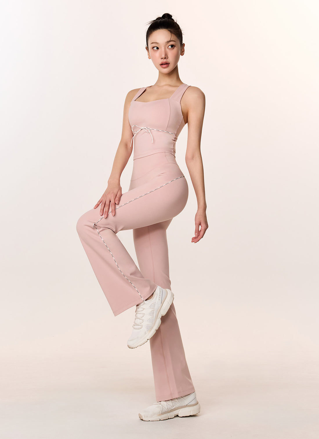 Comfort Fine Logo Piping Boots Cut Leggings - Muhly Pink