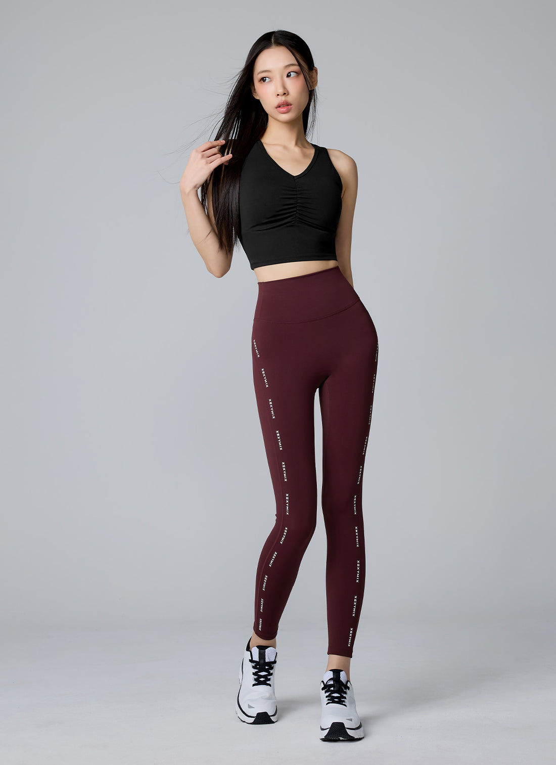 Black Label Signature Power Rise Shirring Crop Top -  Black