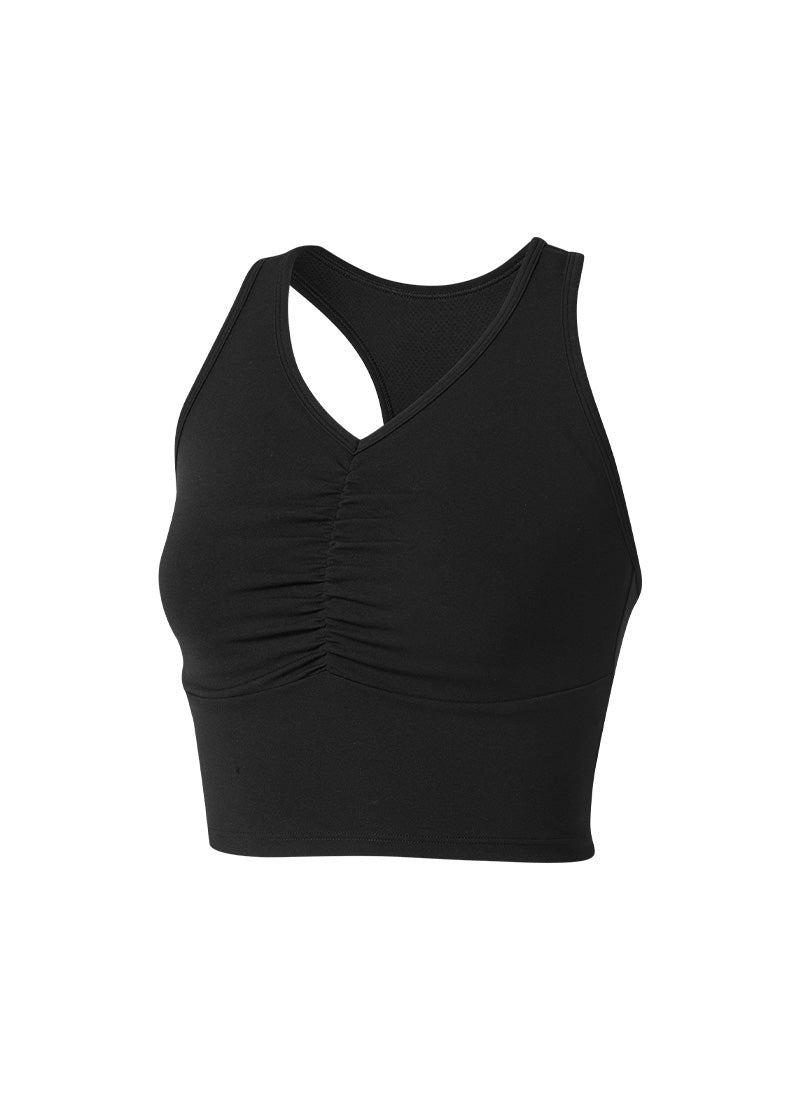 Black Label Signature Power Rise Shirring Crop Top -  Black