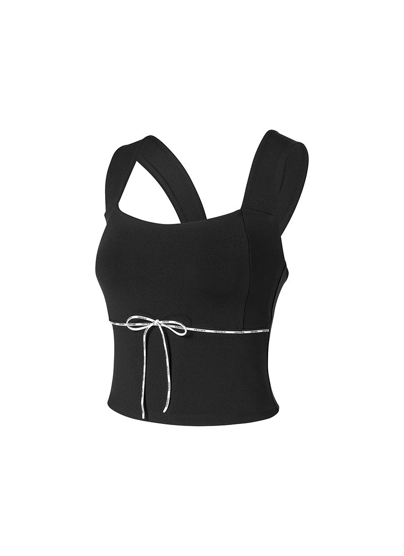 Comfort Fine Logo Piping Crop - Black