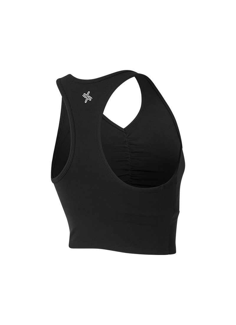 Black Label Signature Power Rise Shirring Crop Top -  Black