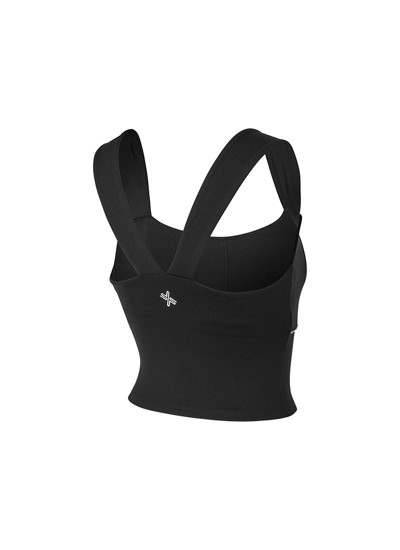 Comfort Fine Logo Piping Crop - Black