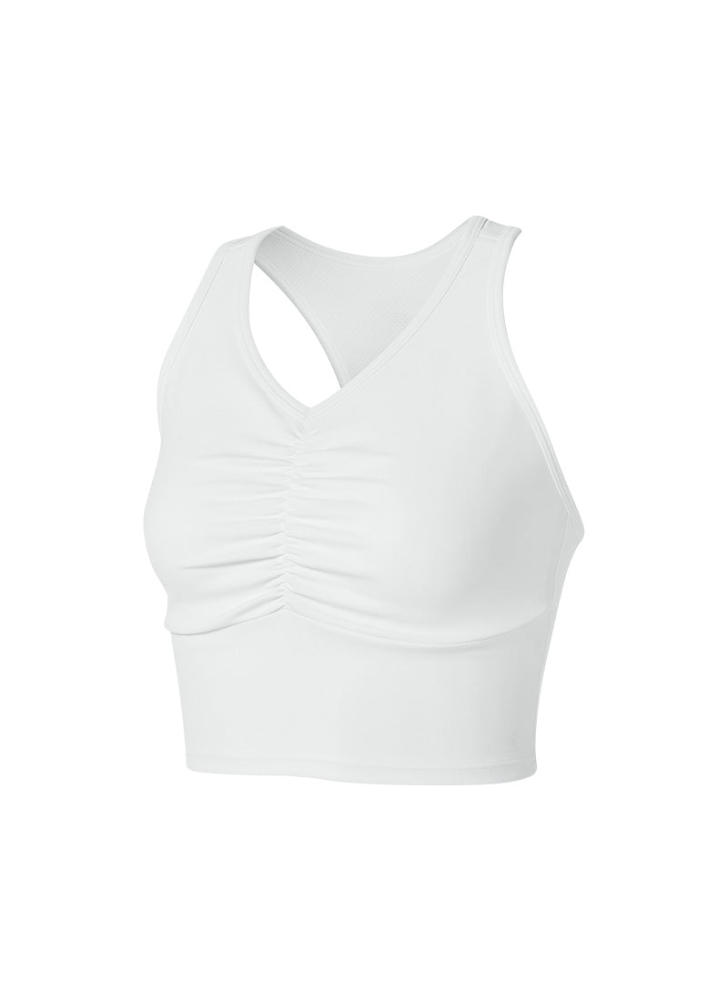 Black Label Signature Power Rise Shirring Crop Top - White Ivory