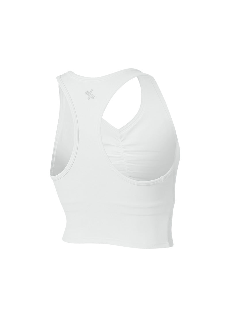 Black Label Signature Power Rise Shirring Crop Top - White Ivory