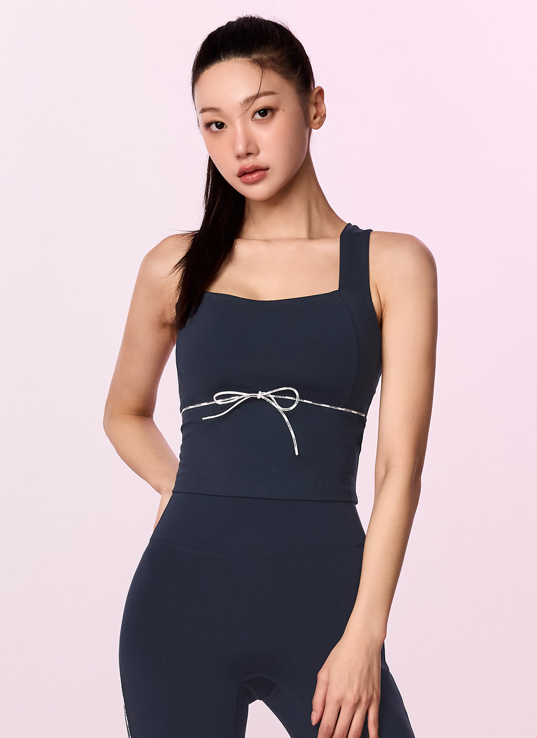 Comfort Fine Logo Piping Crop - Dry Navy