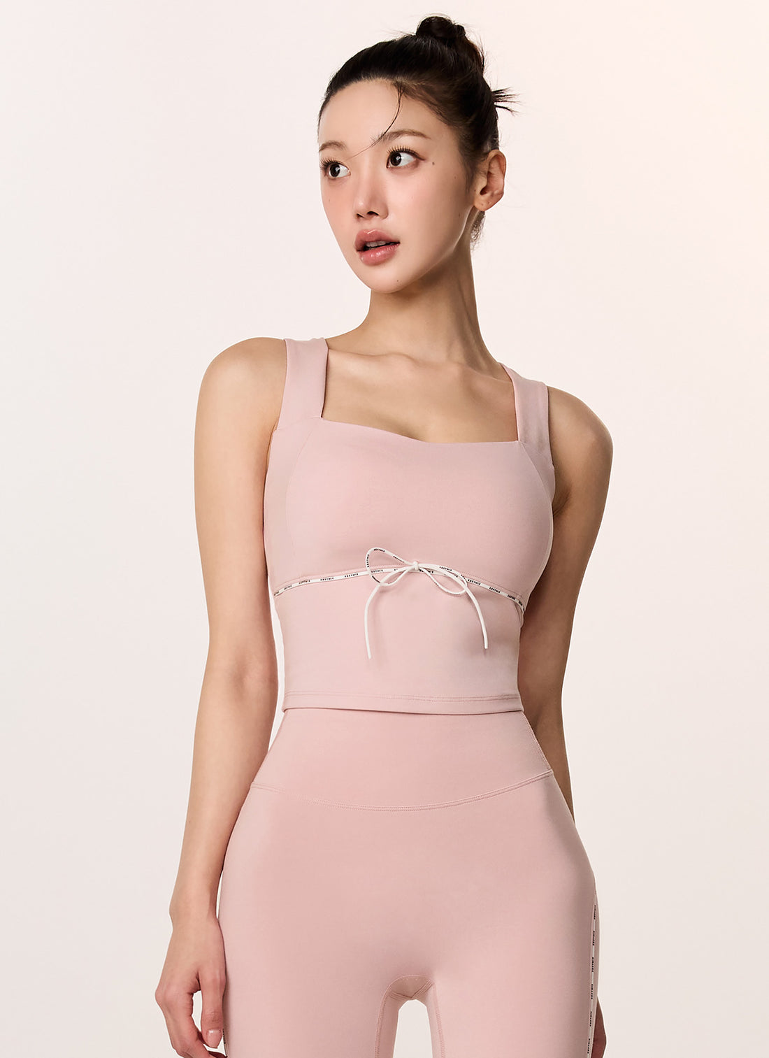 Comfort Fine Logo Piping Crop - Muhly Pink